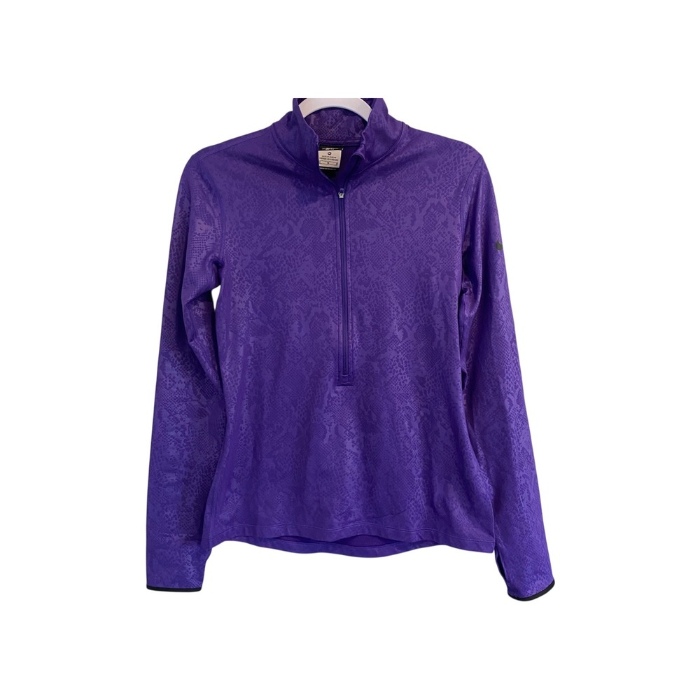 Nike Pro Dri-FIT Purple‎ Snakeskin Print 1/4 Zip Pullover Top Medium
